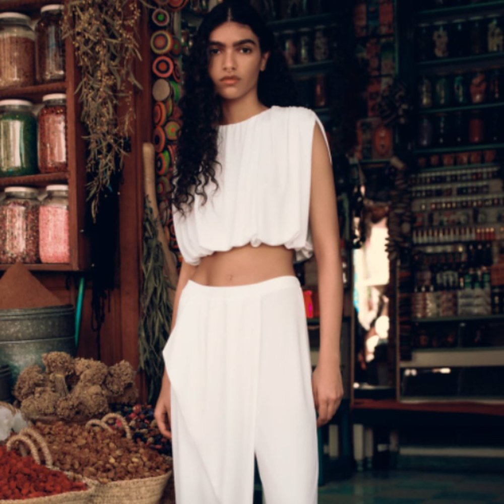 Zara White Shoulder Pad Top